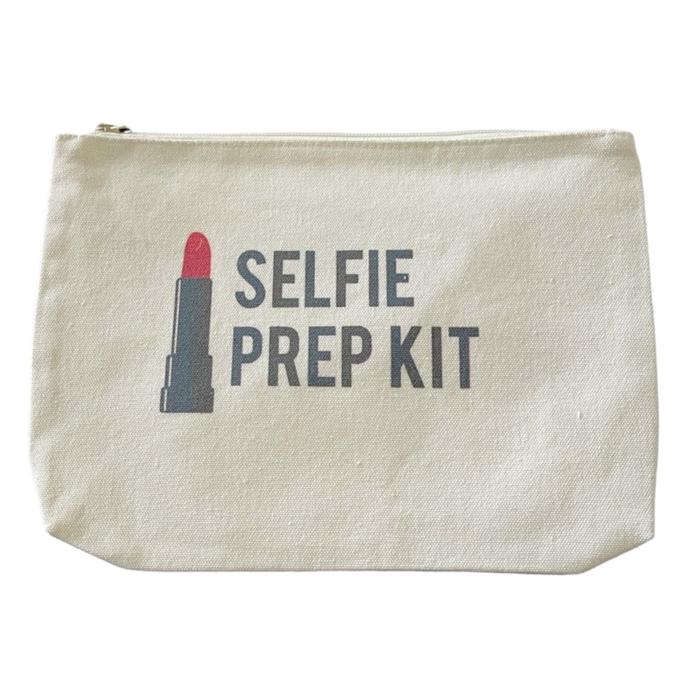 Selfie Prep Kit Off White Canvas Makeup Bag